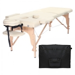 Saloniture Professional Portable Folding Massage Table with Carrying Case - Cream