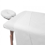 Massage Table Polycotton 3-piece Luxury Spa Sheet Set Linens (White)