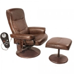 Relaxzen Comfort Soft Reclining Massage Chair and Ottoman, Dark Brown