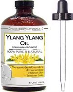 Ylang Ylang Oil - Top Aromatherapy Essential Oil, Fights Depression, Calms the Mind, Relieves Feelings of Anxiety, Benefits Skin Dryness, Regulates Oil Production, Stimulates Hair Growth - 4 fl. oz.