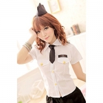 Clearance Sale Erotic Policewomen Uniform Lingerie Tops + Mini Skirt + Hat + Tie Set