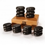 Master Massage 18 pcs Mini Body Massage Hot Stone Set with Bamboo Box