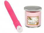 Love & Romance Fantasy Vibrator & Pink Blush Yankee Candle 7 oz Tumbler Candle Gift Set